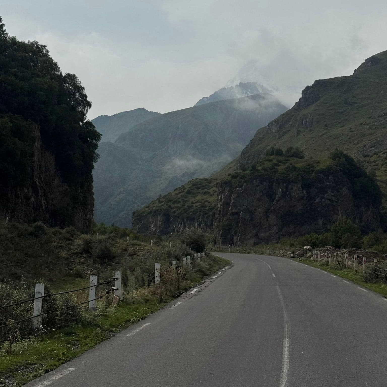 The road entering Kazbegi